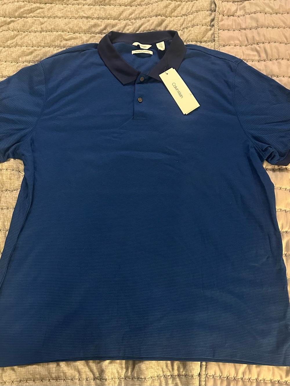 Calvin Klein Men's Royal Blue Polo with Navy Contrast Collar